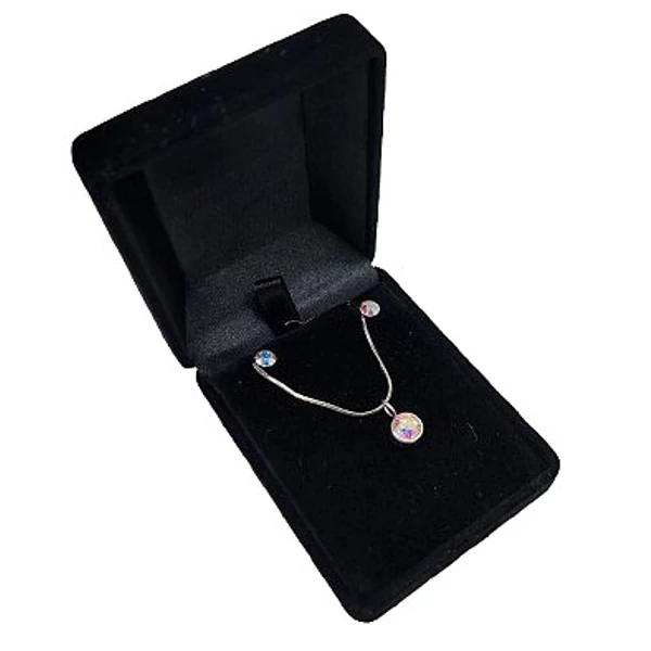 Spot- Swarovski kristályos nemesacél ékszerszett - színjátszófehér