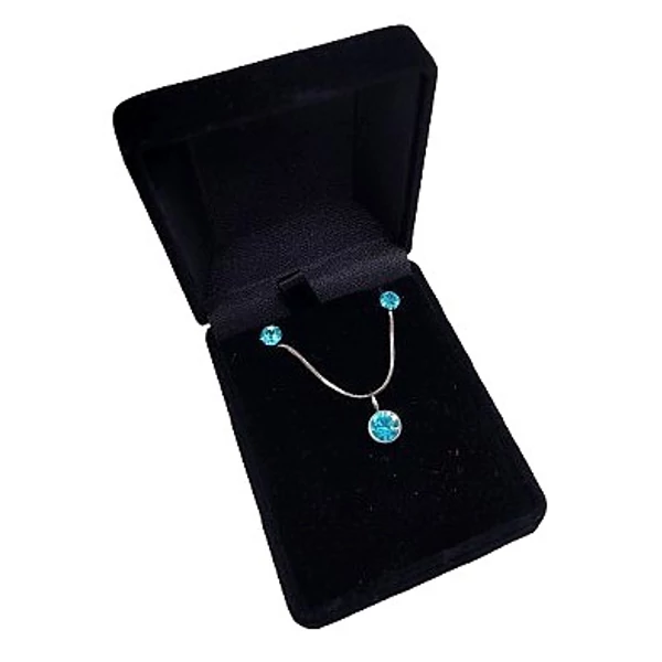 Spot- Swarovski kristályos nemesacél ékszerszett - kék