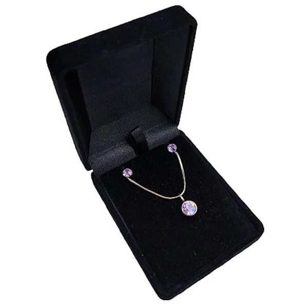 Spot- Swarovski kristályos nemesacél ékszerszett - lila