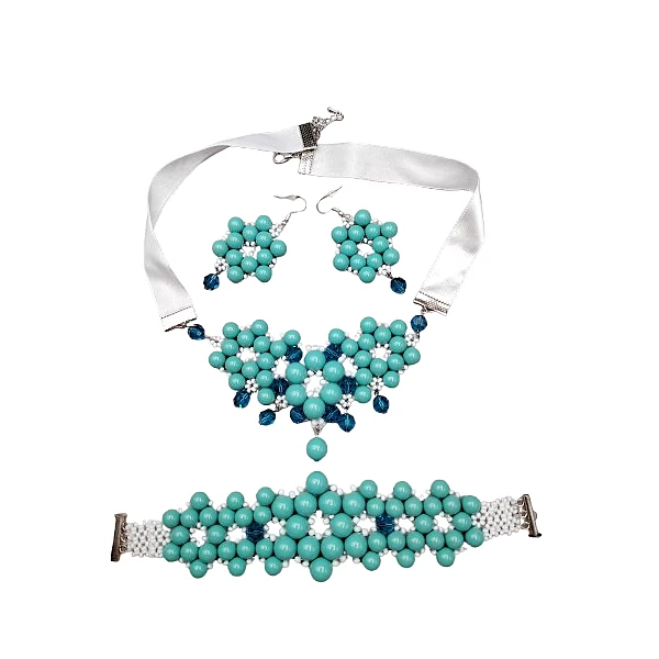 Annie - Swarovski gyöngy ékszerszett -  zöld