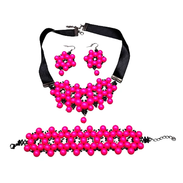 Alison - Swarovski gyöngy ékszerszett -  NeonPink