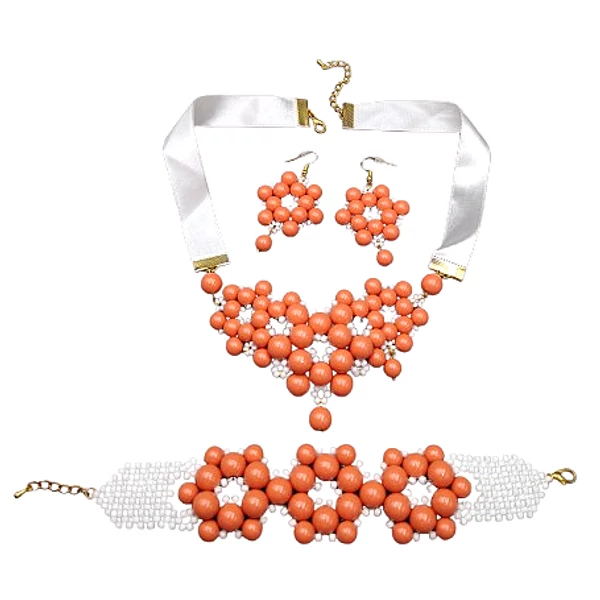 Livy- Swarovski gyöngy ékszerszett - narancs
