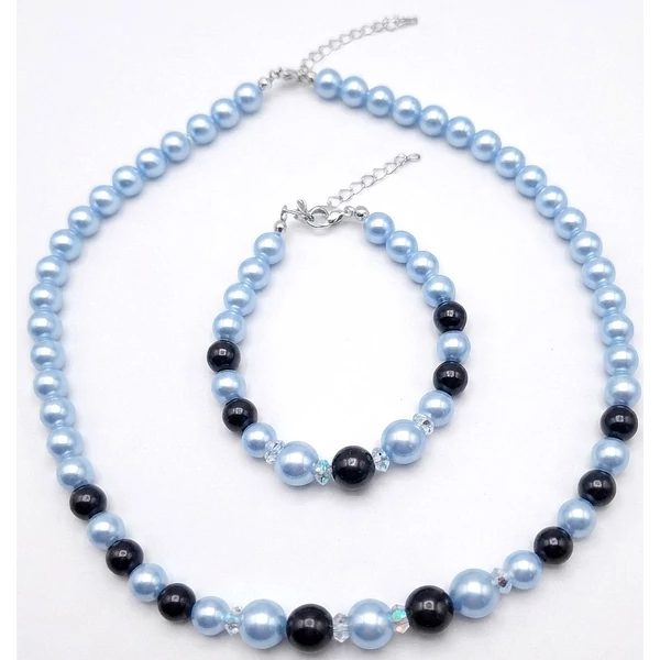 Swarovski gyöngy ékszerszett - Blue-Black Pearl