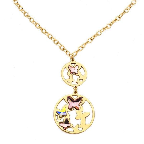 Boccadamo Jewels - Swarovski kristályos bronz nyakék - Arany pillangók - rózsaszín