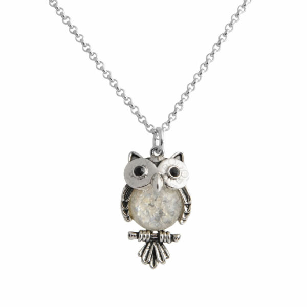 Fabos OWL - Kézzel készített opálköves nyaklánc - White opal silver - fehér