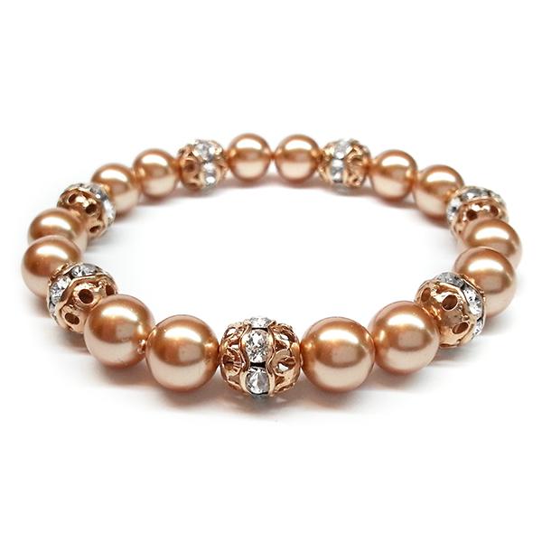 Swarovski gyöngy karkötő - Rose Gold - Rose Gold Rondelle Ball