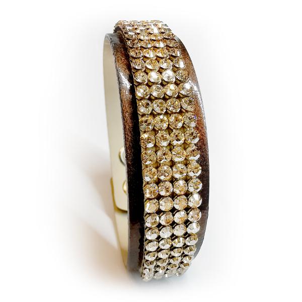 4 kősoros bőr karkötő -Swarovski kristállyal