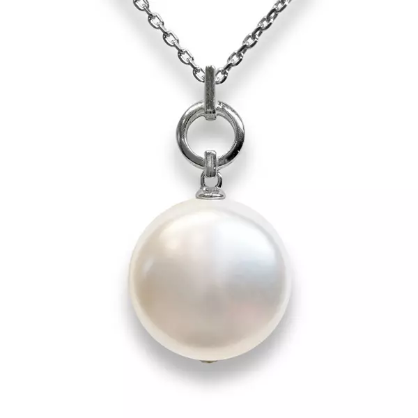 One pearl - Swarovski gyöngyös ezüst nyaklánc - Coin Pearl fehér